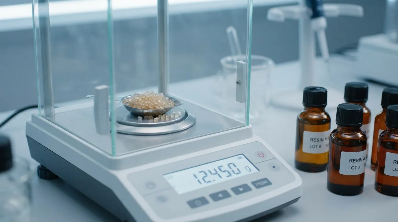 Weighing plastic resin pellets