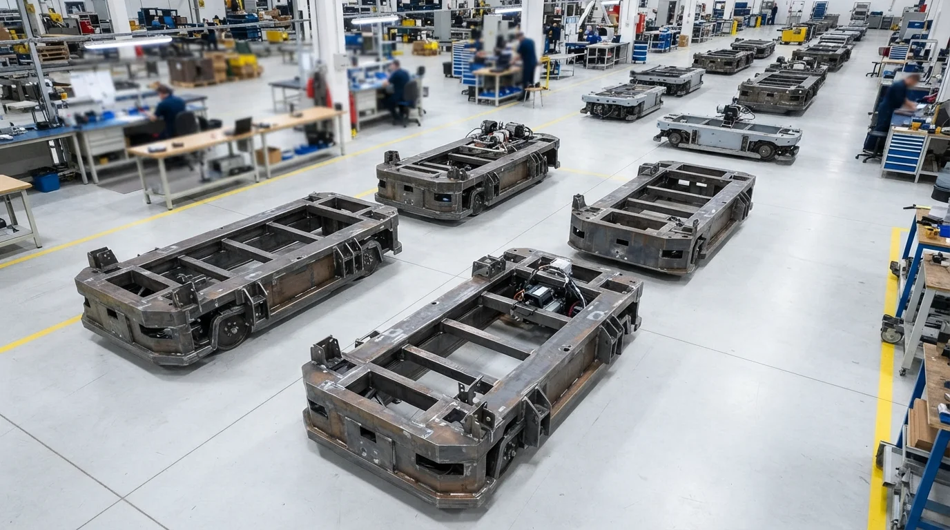 Welded AGV mobile robot chassis