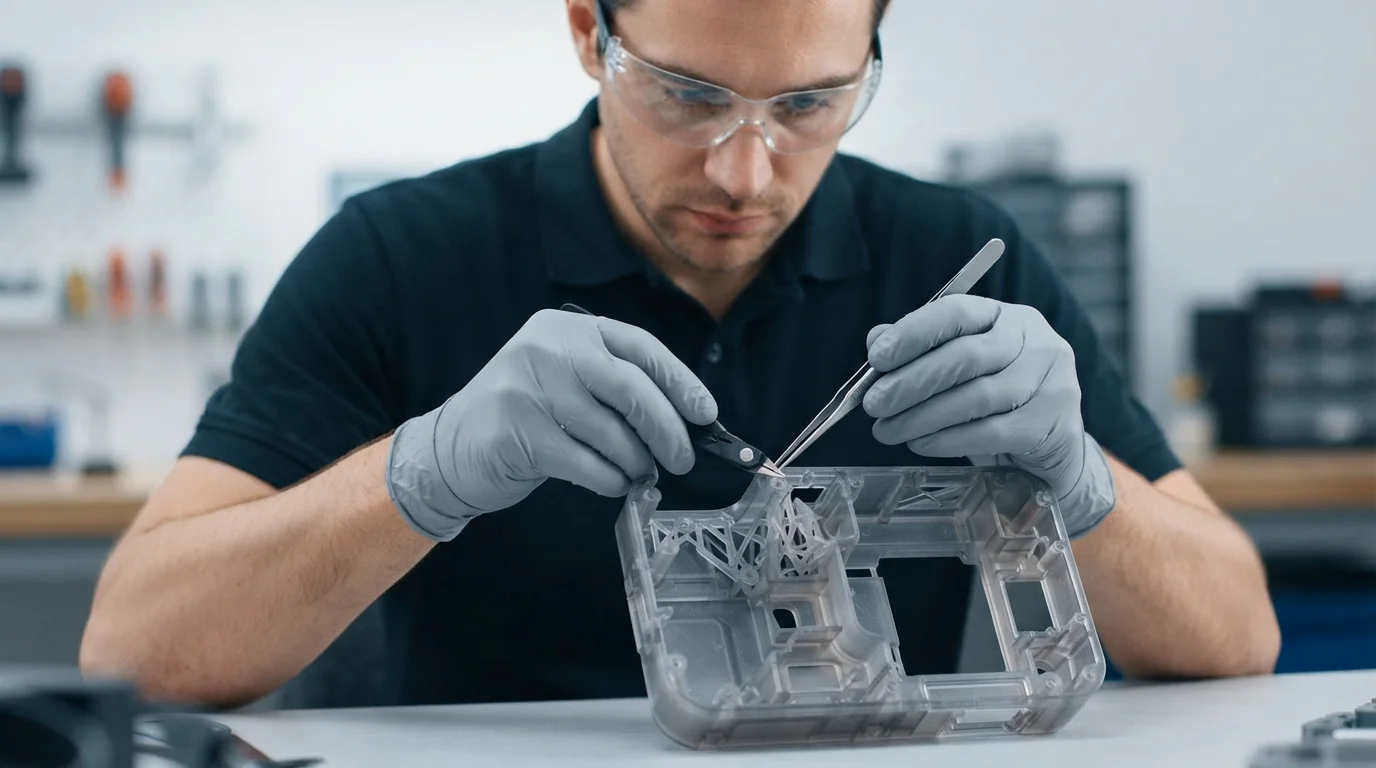 Worker trimming 3D print supports