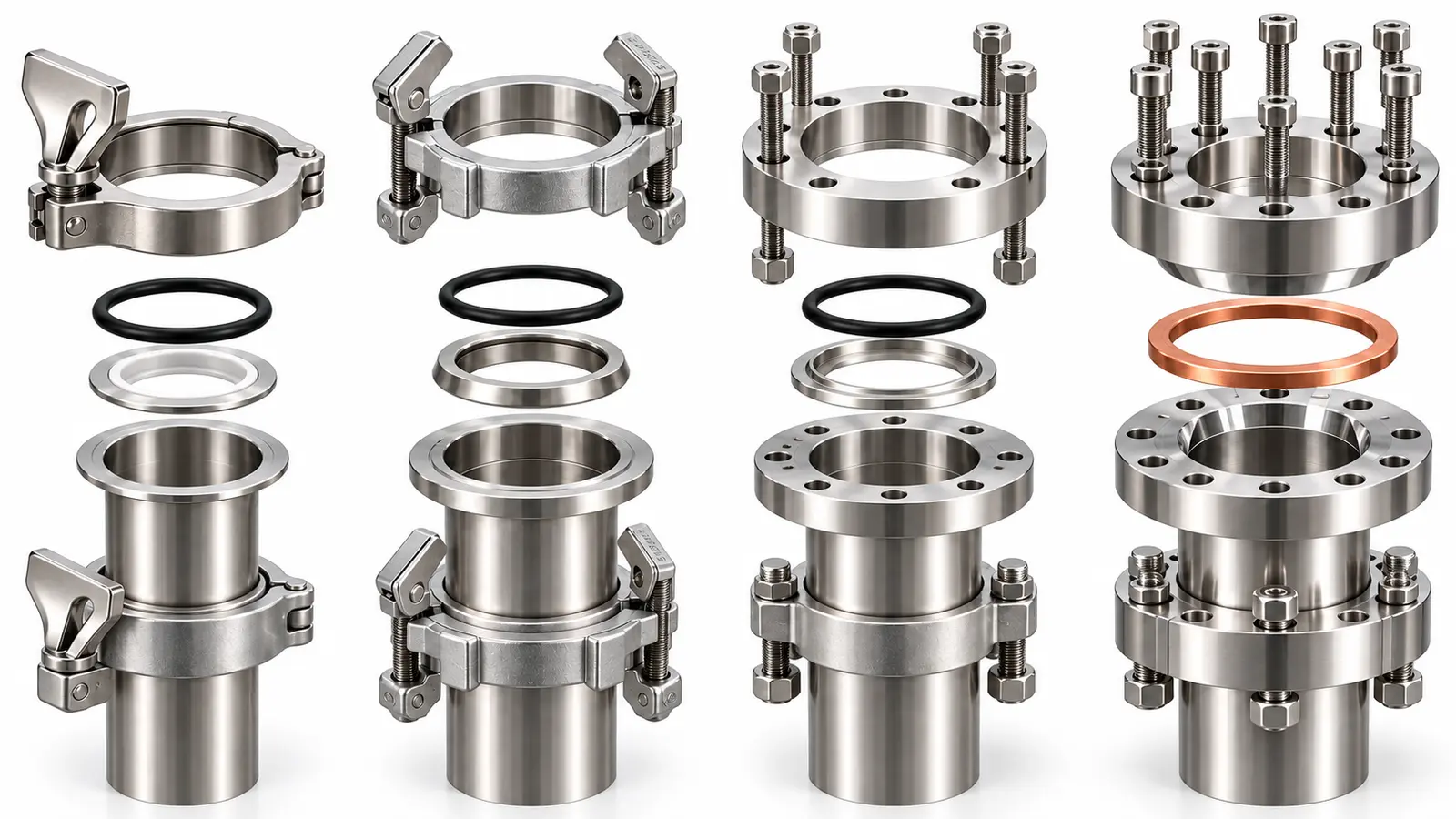 four-vacuum-flange-arrangements