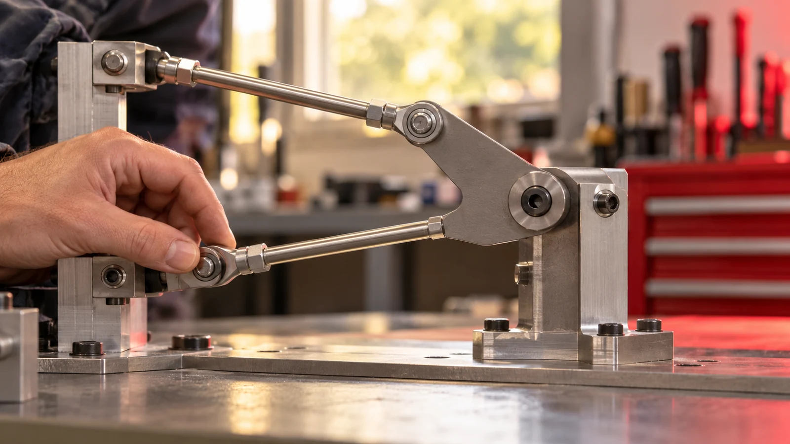 Bellcrank linkage motion check