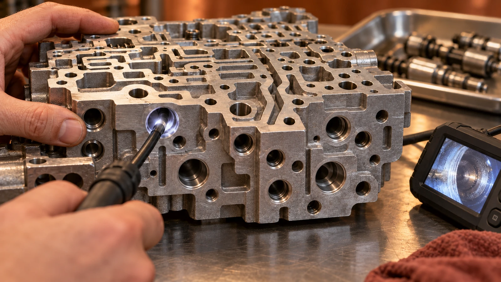Cross-drilled hydraulic passages inside a valve body
